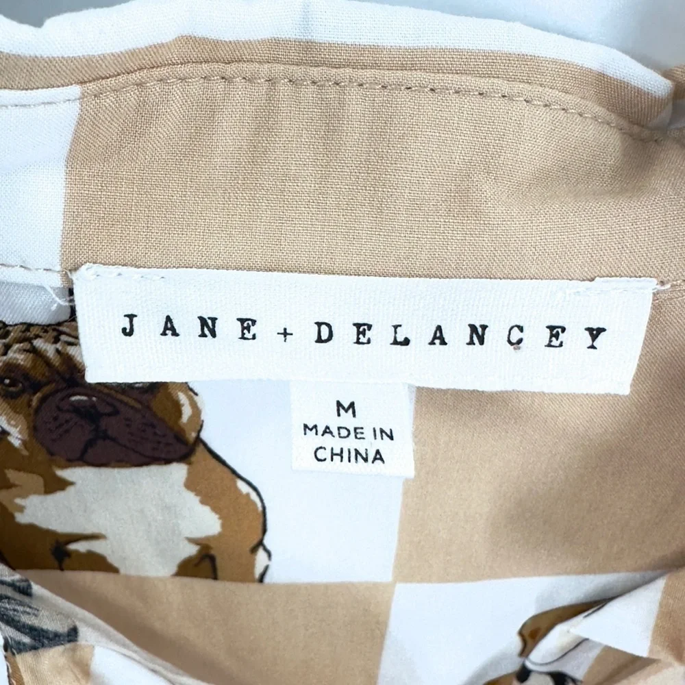 Jane & Delancey Dog Button Down Top Womens Medium Corgi Frenchie Terrier Poodle - Picture 6 of 11